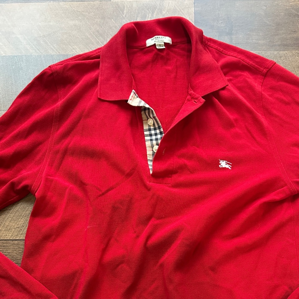 BURBERRY Men's Red Polo long sleeve